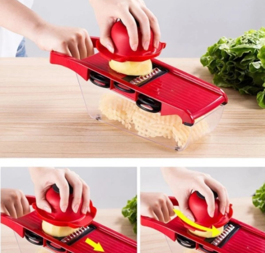 Овочерізка - мультислайсер Mandoline Slicer 6 in 1 · Тертка – шатківниця для овочів та фруктів з контейнером - Зображення 2
