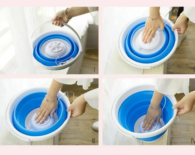Ультразвукова портативна пральна машина Ultrasonic Turbine Wash USB зі складним відром 10 л - Зображення 2