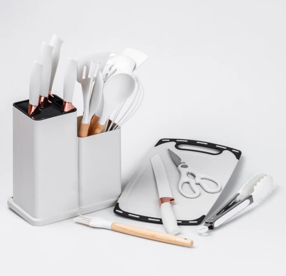 Кухонний набір ножів та аксесуарів Kitchenware Set, 20 предметів ∙ Інструменти для кухні з підставкою та обробною дошкою - Зображення 4