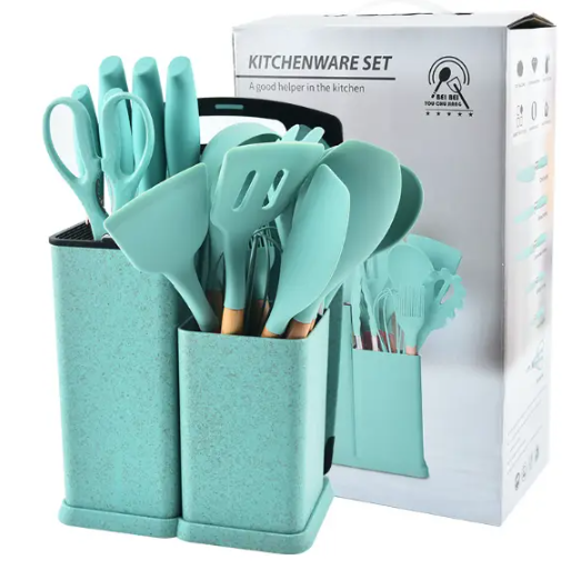 Кухонний набір ножів та аксесуарів Kitchenware Set, 20 предметів ∙ Інструменти для кухні з підставкою та обробною дошкою - Зображення 2