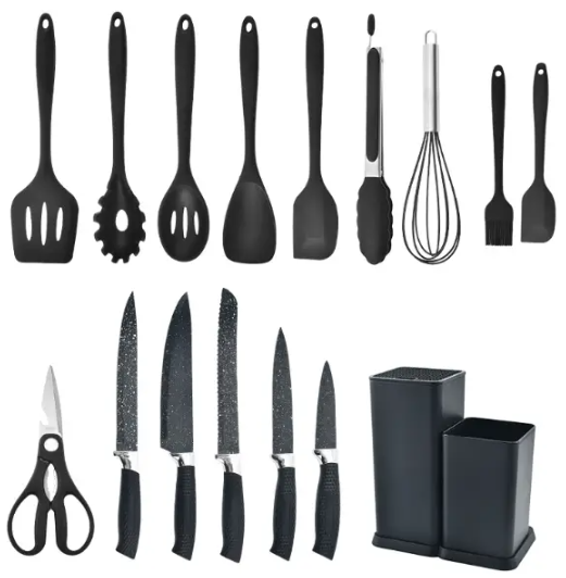 Кухонний набір ножів та аксесуарів Kitchenware Set, 20 предметів ∙ Інструменти для кухні з підставкою та обробною дошкою - Зображення 5