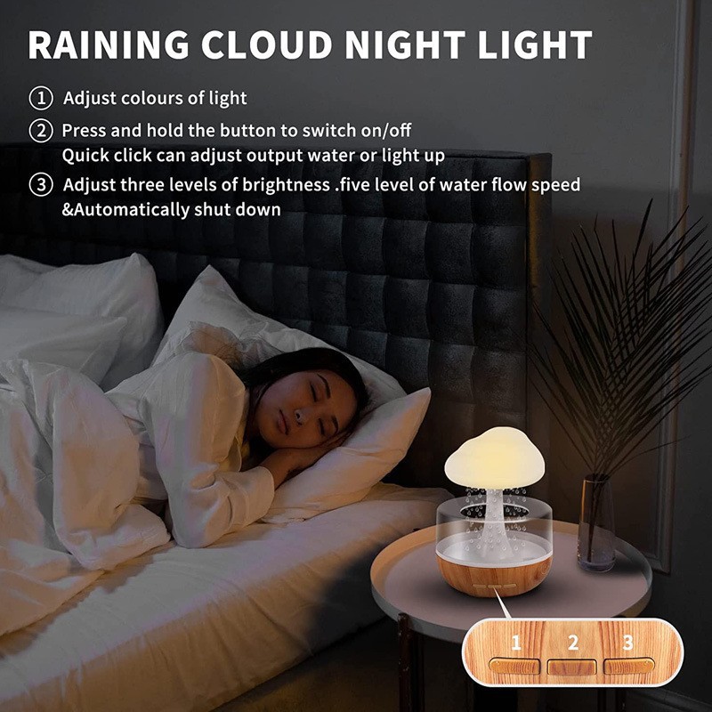 Зволожувач повітря Rainy Mushroom з ефектом дощу та підсвічуванням · Крапельний аромадіфузор - нічник - Зображення 5
