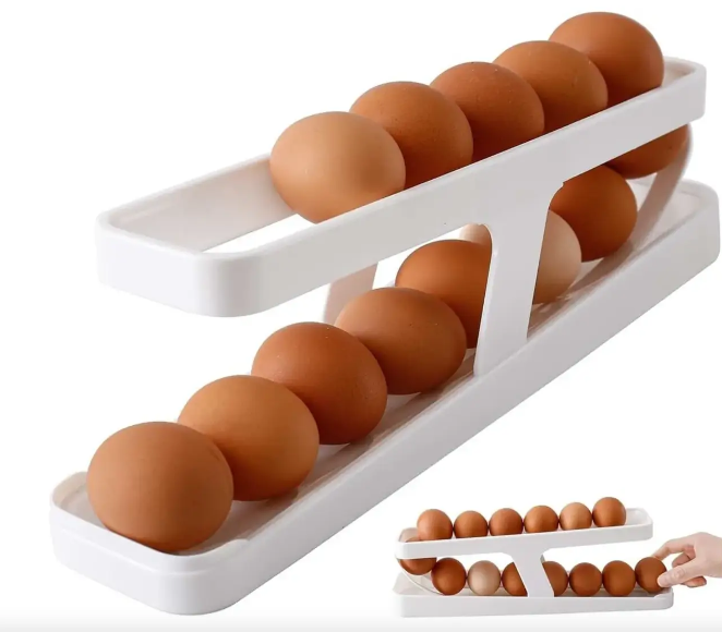 Контейнер для яєць Egg Pan · Дворівневий органайзер – підставка для зберігання яєць у холодильнику - Зображення 5