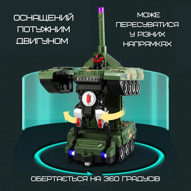 Дитяча іграшка Танк - трансформер Armored Car на радіокеруванні ∙ Машинка – робот з пультом, обертанням 360°, підсвічуванням та звуком на акумуляторі - Зображення 3