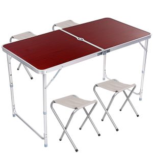 Розкладний стіл з 4 стільцями Folding Table для пікніка, риболовлі, дачі, 120х60 см Стіл-чемодан