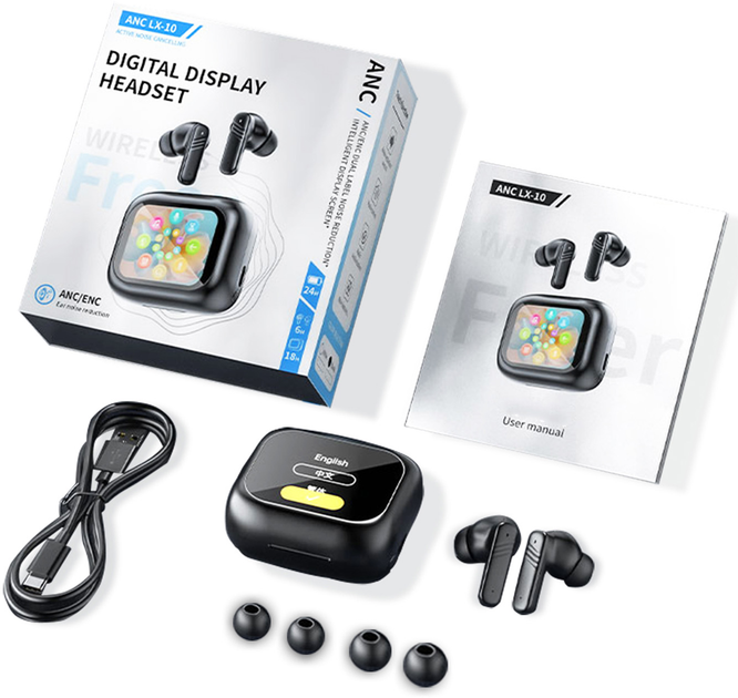 Бездротові навушники LX10 TWS Earbuds в зарядному кейсі з кольоровим LED дисплеєм - Зображення 3