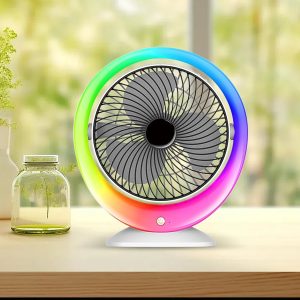 Настільний вентилятор з підсвіткою Mini fan VU-04 • Міні-вентилятор з батареєю 1200 мАг, LED-підсвіткою та 3 режимами обдування