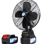 Акумуляторний вентилятор 8″ з функцією автоповороту та USB-зарядкою VAP-8 • Портативний вентилятор з двома батареями 21V