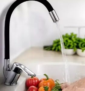Змішувач гнучкий Water Tap HA-181 для кухні та ванної • Кран із силіконовим виливом 47 см і обертанням на 360°