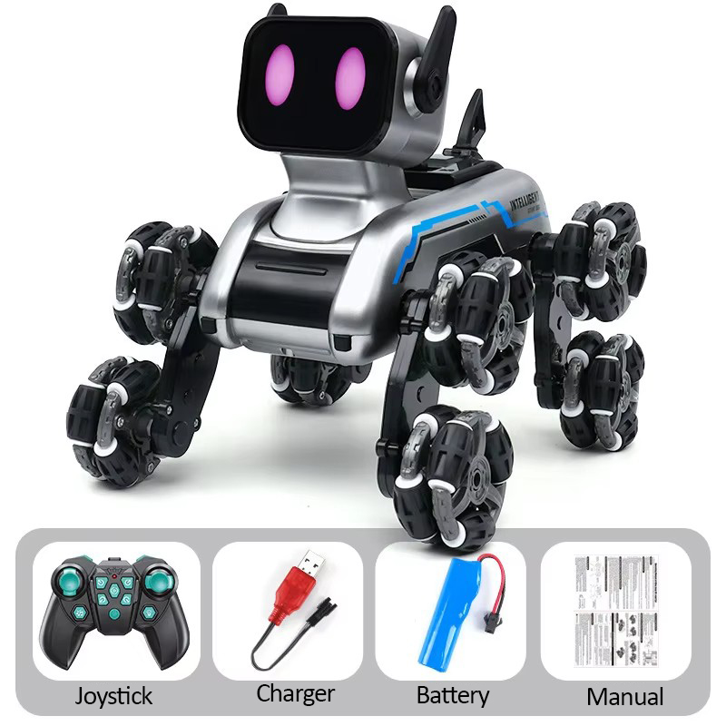 Радіокерований робот-пес Stunt Robot Dog · Механічний собака - робот на колесах з вбудованим динаміком та LED підсвіткою - Зображення 5