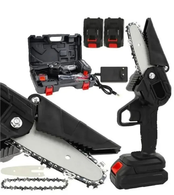 Мініпила Mini Electric Chain Saw1 48V у кейсі з 2 акумуляторами • Портативна акумуляторна пила для дерев та дров - Зображення 2