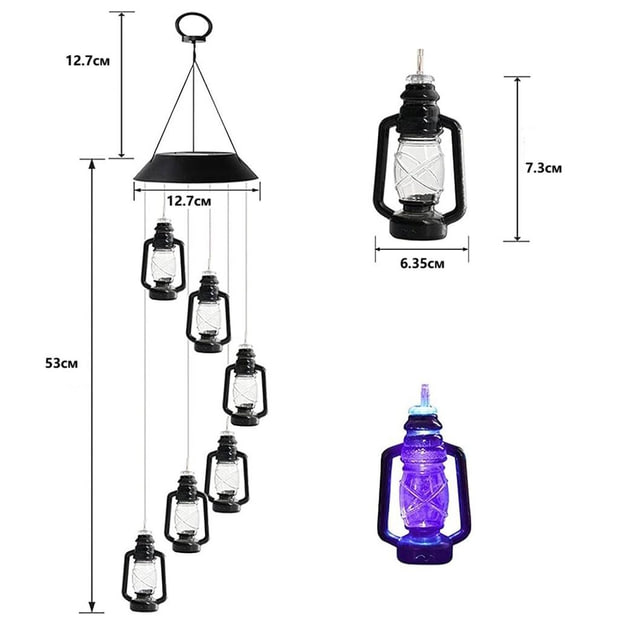Світильник садовий Ліхтарі різнокольорові • Підвісний декоративний LED ліхтар на сонячній батареї - Зображення 4
