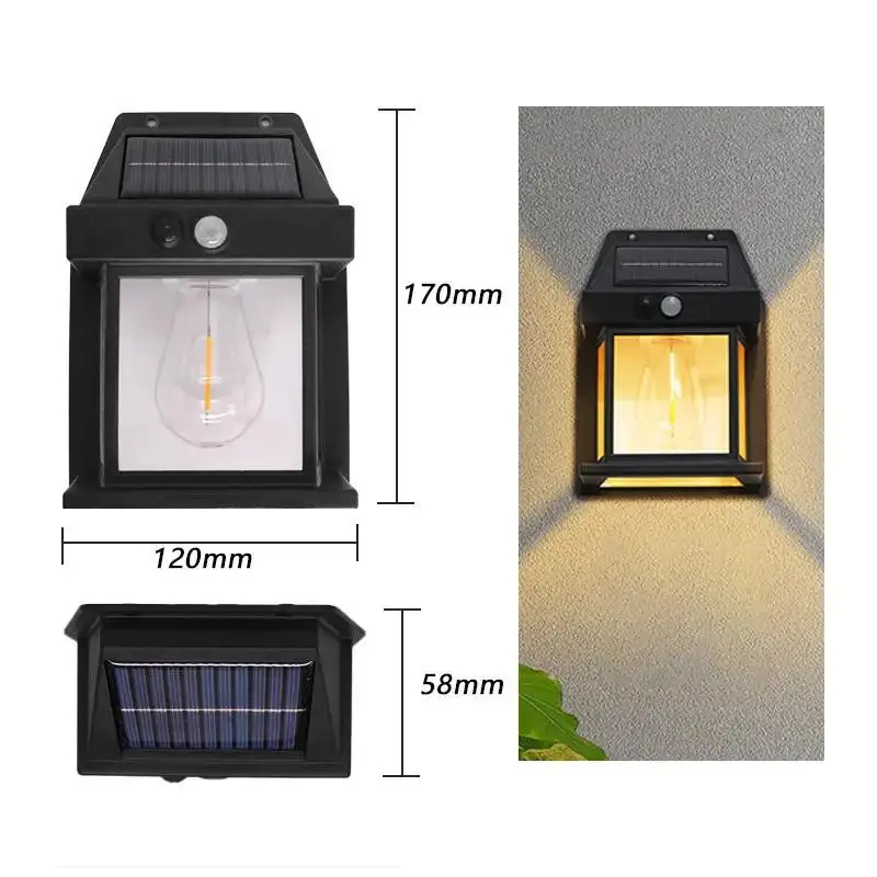 Лампа з датчиком руху 3 режими освітлення для саду SOLAR WALL LAMP Kt-888 • Вуличний світильник на сонячній батареї з датчиком руху - Зображення 2
