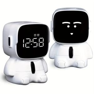 Світлодіодний електронний будильник Robot Clock • Музичний будильник-робот з LED-дисплеєм та USB-зарядкою