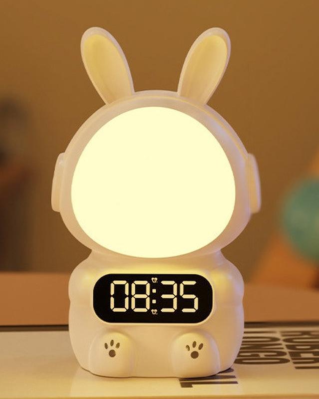 Дитячі годинники з будильником Rabbit Clock with LIGHT WHITE • Будильник-кролик з LED-дисплеєм та підсвічуванням - Зображення 5