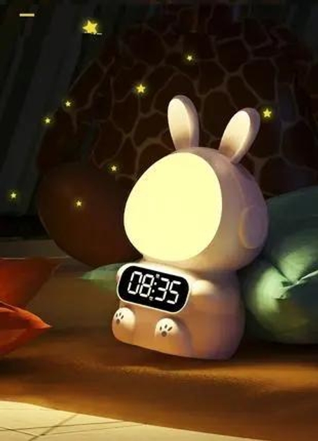 Дитячі годинники з будильником Rabbit Clock with LIGHT WHITE • Будильник-кролик з LED-дисплеєм та підсвічуванням - Зображення 4
