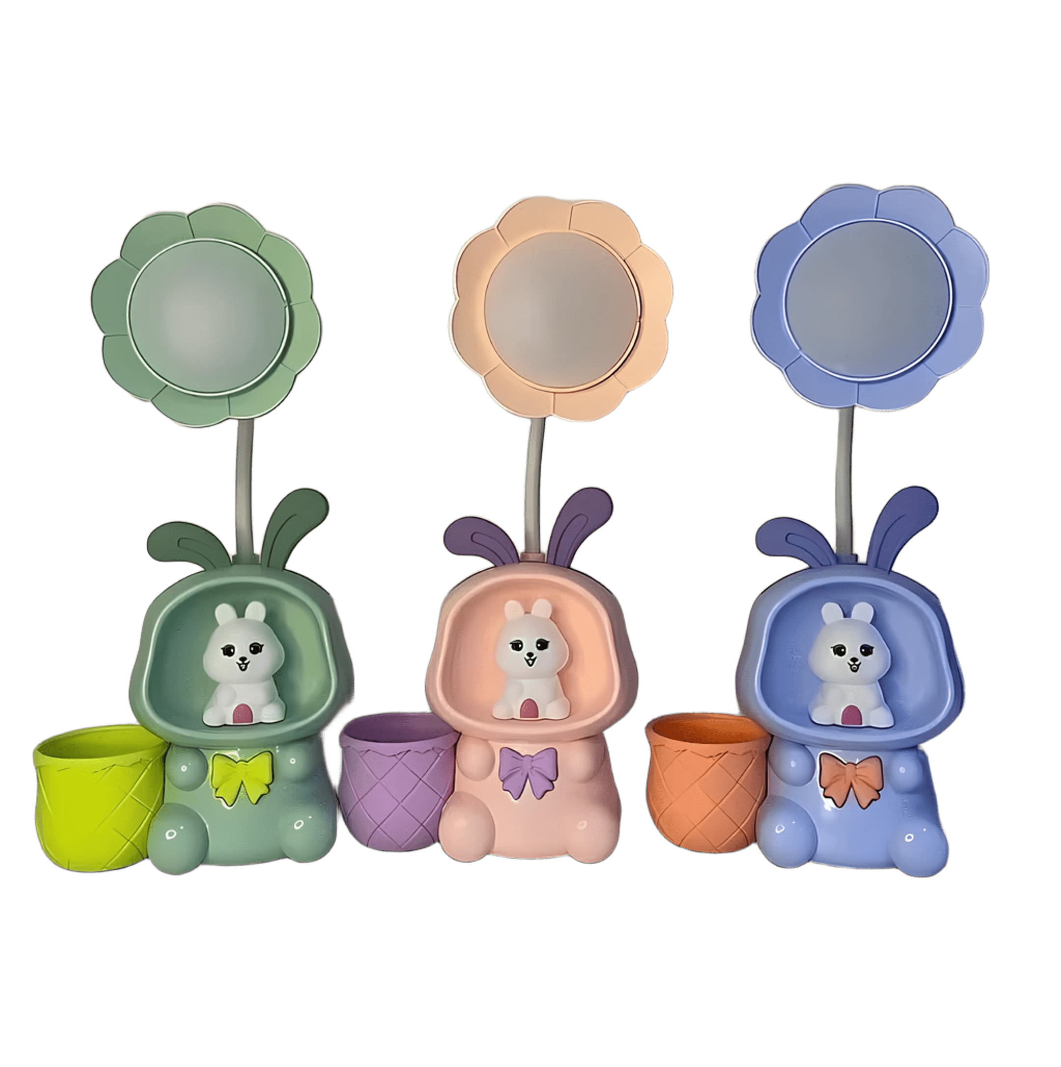 Дитяча настільна акумуляторна LED лампа 3in1 Rabbit BLUE GREEN • Нічник з гнучким USB-підсвічуванням для навчання та сну - Зображення 2