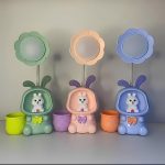 Дитяча настільна акумуляторна LED лампа 3in1 Rabbit BLUE GREEN • Нічник з гнучким USB-підсвічуванням для навчання та сну