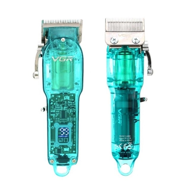 Професійна машинка для стрижки V-660 Professional Clipper Transparent Green • Акумуляторна машинка для волосся VGR V-660 - Зображення 3