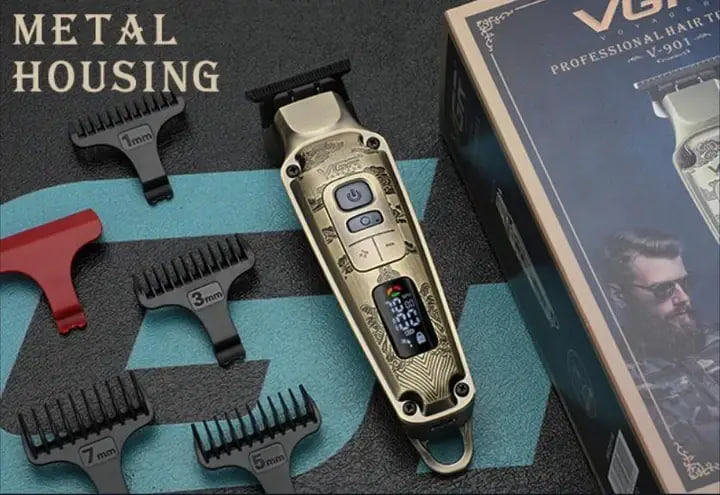 Машинка для стрижки VGR V-901 • Триммер для волос с дисплеем и 4 насадками 1600 мАч - Зображення 5