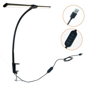 Настільна лампа світлодіодна подвійна LED на струбцині Double Lamp • Подвійна світлодіодна настільна лампа
