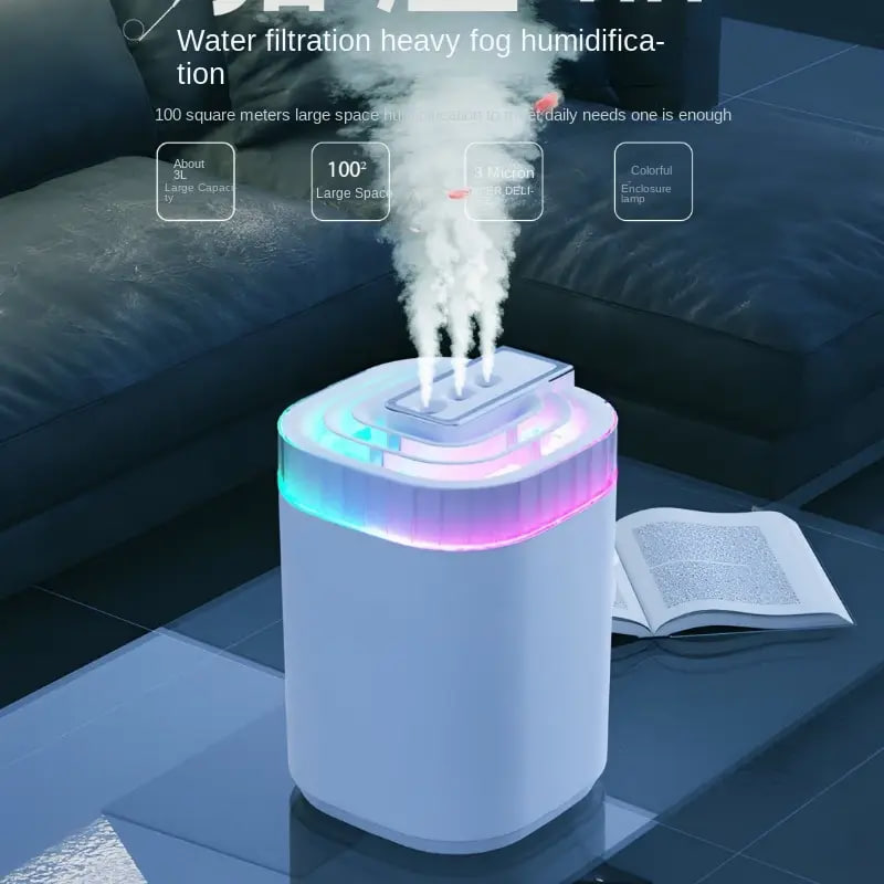 Зволожувач повітря Humidifier 3 л • Сучасний зволожувач з трьома соплами та регулюванням об’єму туману - Зображення 5