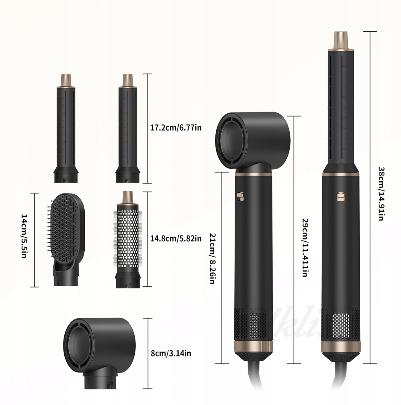 Фен-щітка Hot Air Comb • Фен 5в1 з автоматичними обертовими щипцями для завивки та випрямлення волосся - Зображення 3
