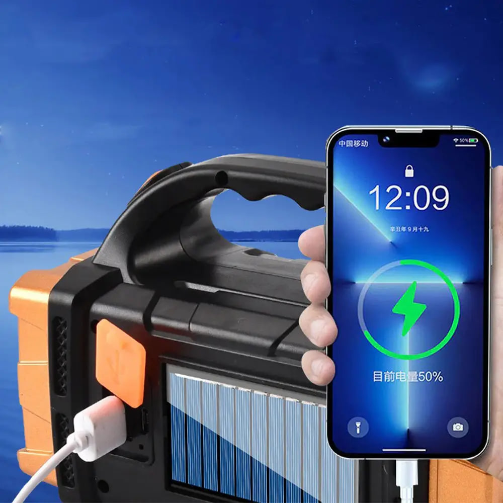 Ручний ліхтар-прожектор акумуляторний 1500 мАч GL-2289 з USB-зарядкою та сонячною панеллю • Ліхтар ручний 2в1 GL-2289 з сонячною панеллю та Power Bank - Зображення 4