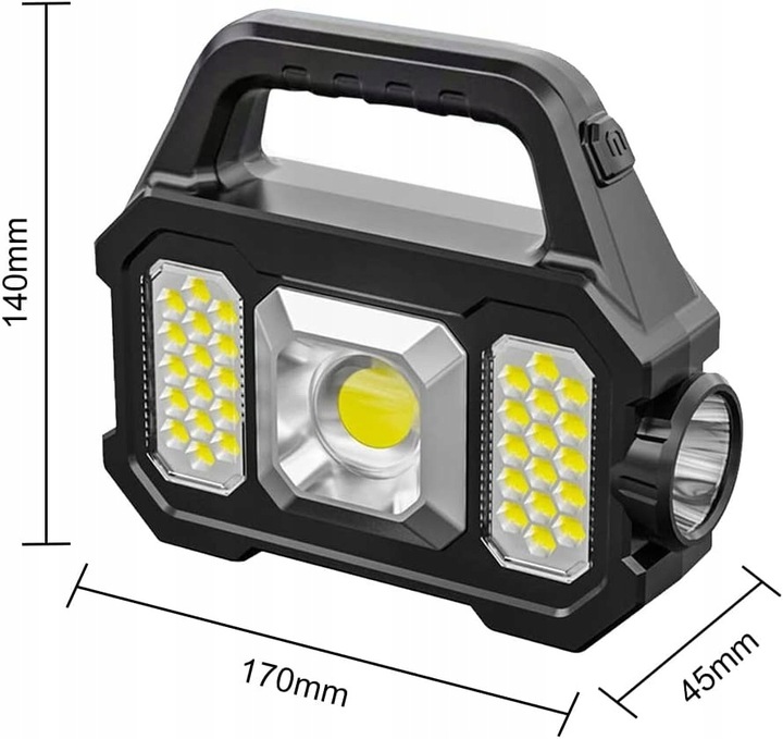 Ручний акумуляторний ліхтар Solar light YT-880B для кемпінгу та роботи • Фонарь ручной YT-880B с солнечной панелью и Power Bank - Зображення 5