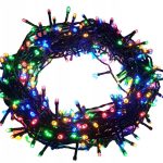 Гірлянда нитка 300led warm 100-10 led флеш на чорному дроті ∙ Провід гірлянда кульки 300 led