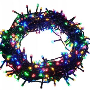 Гірлянда нитка 300led warm 100-10 led флеш на чорному дроті ∙ Провід гірлянда кульки 300 led