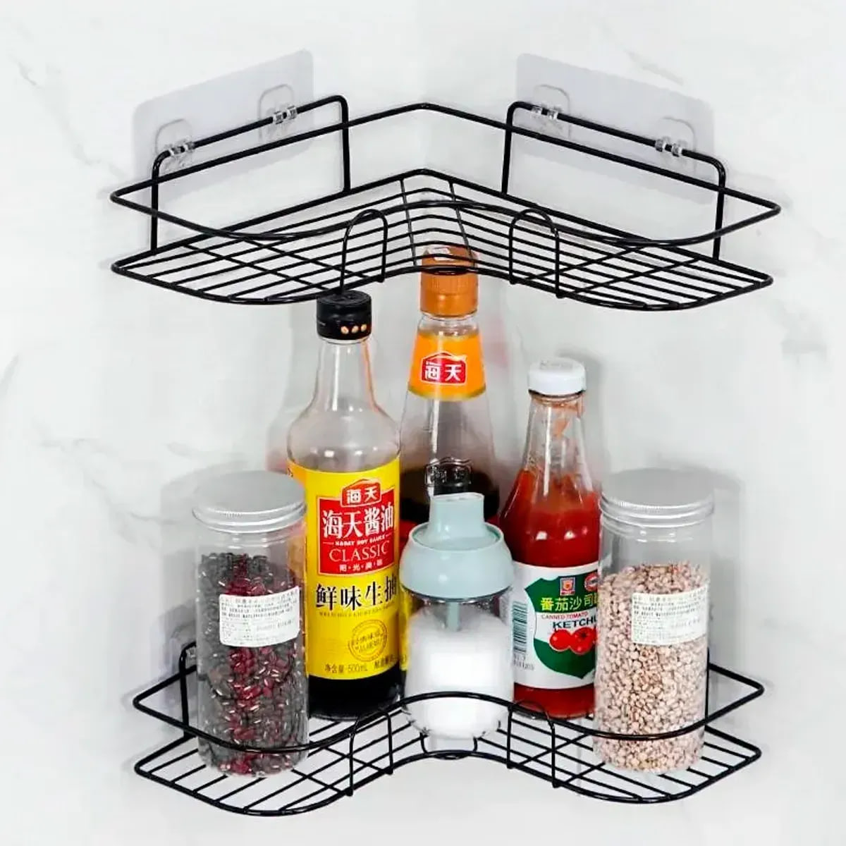 Кутова металева полиця-тримач для ванної кімнати Storage Rack ∙ Металева дротова кутова Storage Rack настінна полиця - Зображення 3