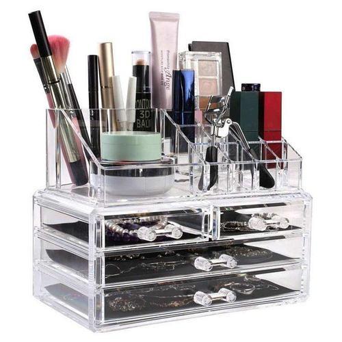 Органайзер для зберігання косметики 4DRAWER Акриловий прозорий настільний ящик - бокс для косметики та біжутерії - Зображення 4