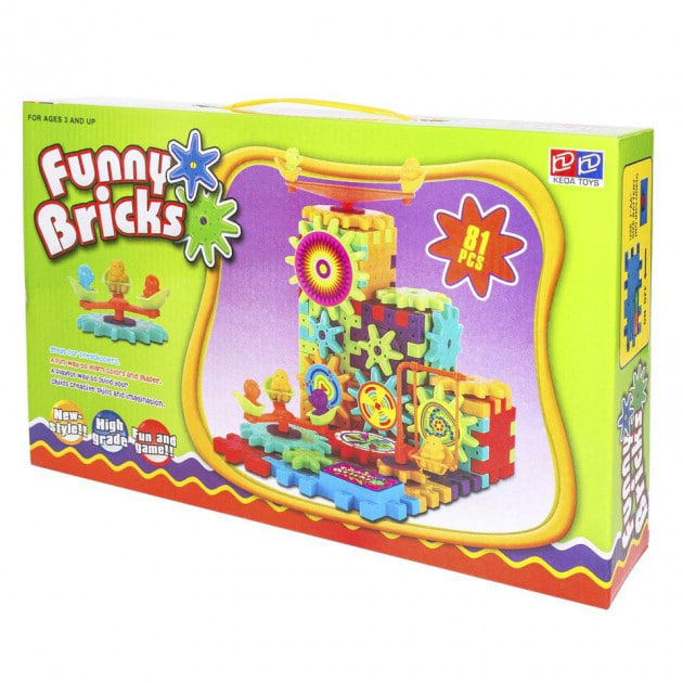 Конструктор Funny Bricks на шестернях, 81 деталь ∙ Дитячий розвивальний конструктор Funny Bricks 81 pcs