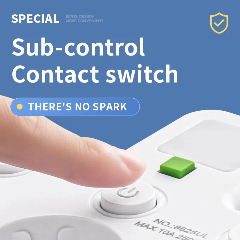 Універсальний перехідник HG-276 2500 Вт з 3 розетками ∙ Трійник з 2 USB + Type C Gtop HG-276 мережевий фільтр з підсвіткою - Зображення 5