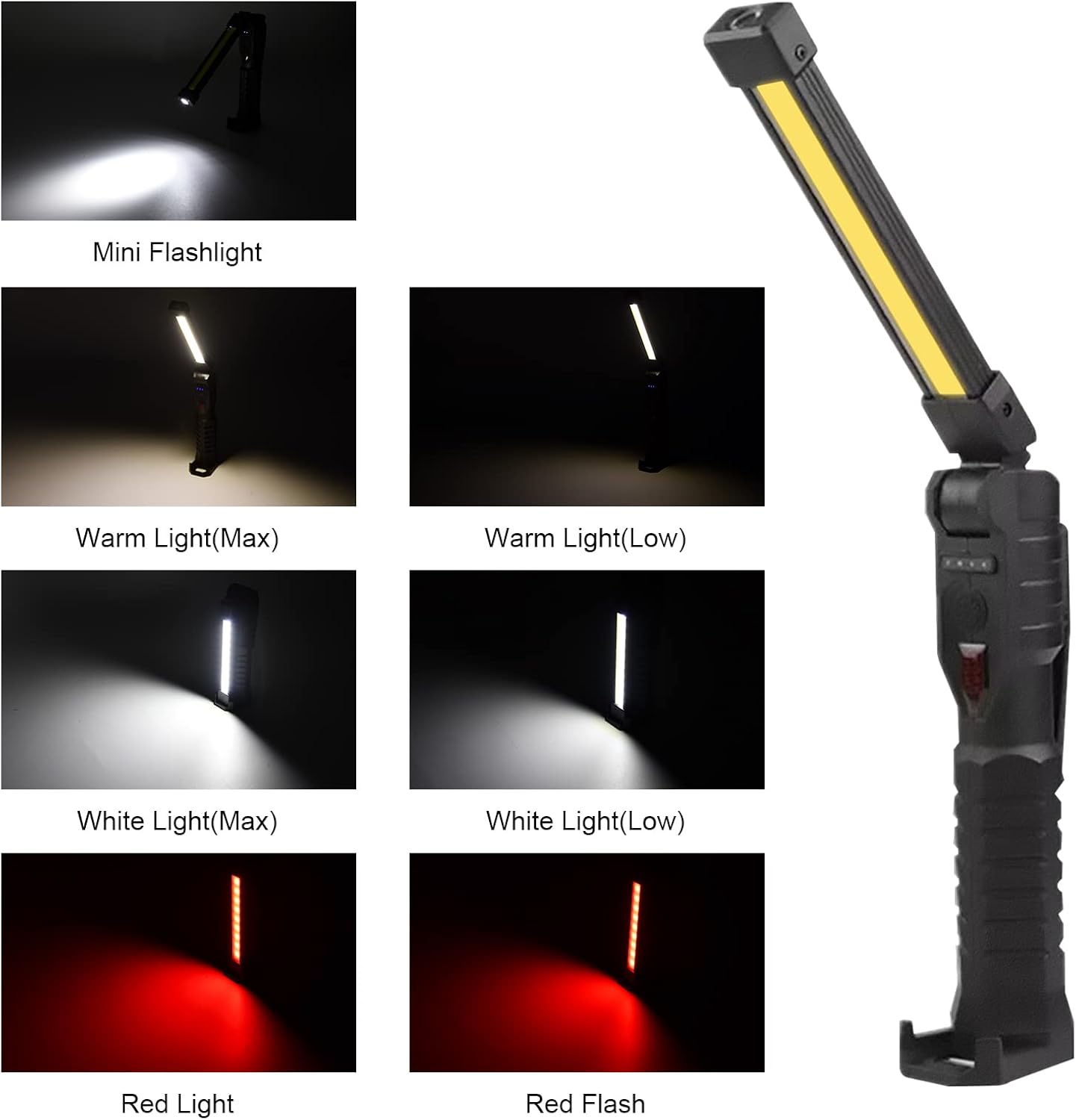 Ліхтар LIGHT L08-1 з магнітним підставою та підвісним гачком для кемпінгу ∙ Акумуляторний поворотний ліхтар LIGHT L08-1 - Зображення 4