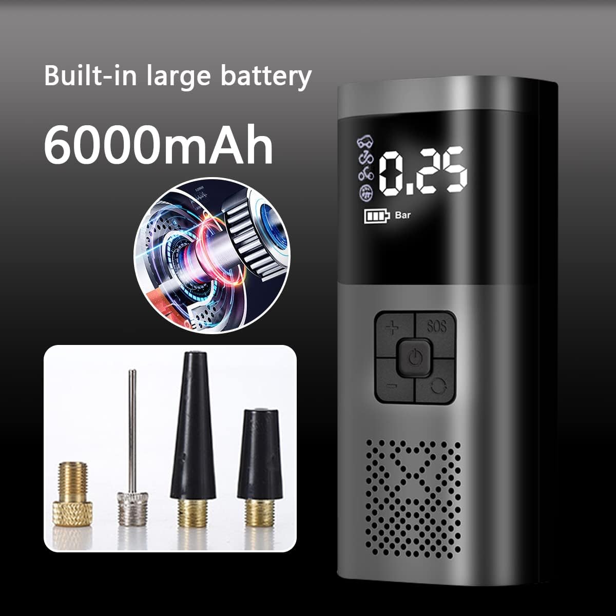 Портативний компресор Wireless Pump 12В ST5509D ∙ Багатофункціональний портативний Wireless Pump компресор - Зображення 2