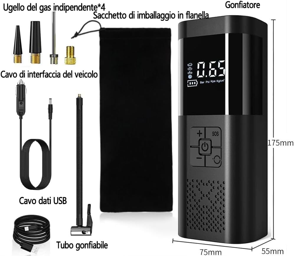 Портативний компресор Wireless Pump 12В ST5509D ∙ Багатофункціональний портативний Wireless Pump компресор - Зображення 3