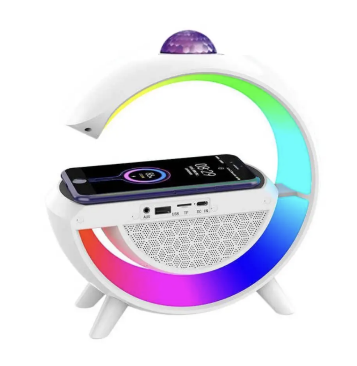 Настільна смарт-лампа-нічник 3 в 1 RGB G2388 з бездротовою зарядкою ∙ Багатофункціональний нічник Bluetooth колонка RGB 2388 - Зображення 4