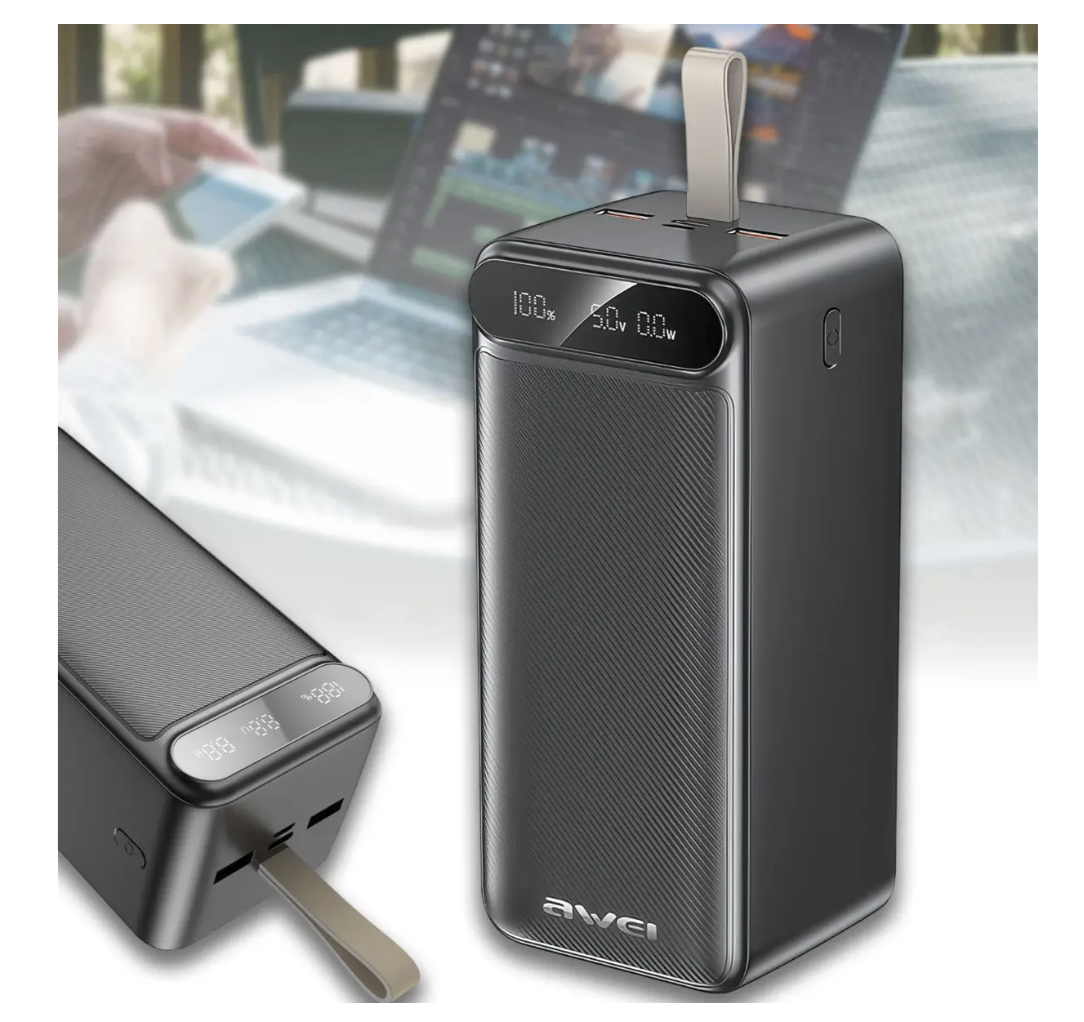 Зовнішній акумулятор Power Bank на 100 000 мАг з дисплеєм і ліхтариком AWEI P101K 22.5W ∙ Power Bank P101K з дисплеєм і LED-лампою - Зображення 5