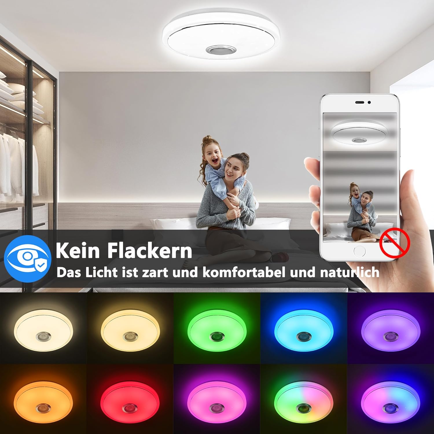 Світлодіодний світильник RGB Lamp 38 см ∙ RGB-люстра з Bluetooth-колонкою 60W - Зображення 5
