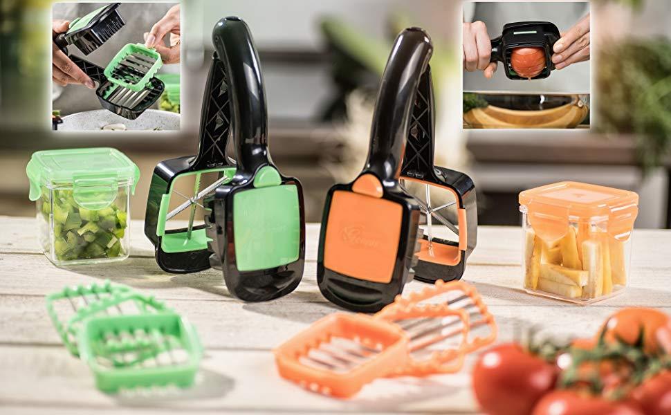 Nicer Dicer Quick Набір для швидкого нарізання 5 в 1 з контейнером ∙ Овочерізка ∙ Яйцерізка ∙ Шинківка Найсер-Дайсер - Зображення 5