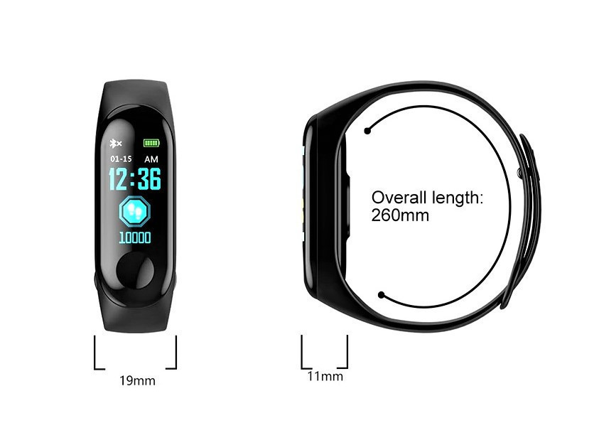 Фитнес браслет трекер с пульсометром M3 Fit Smart Bracelet Черный CG06 PR М3 - Зображення 3