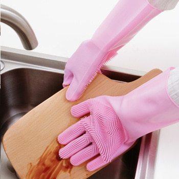 Силиконовые многофункциональные перчатки для мытья и чистки Magic Silicone Glov Розовый PR3 - Зображення 2
