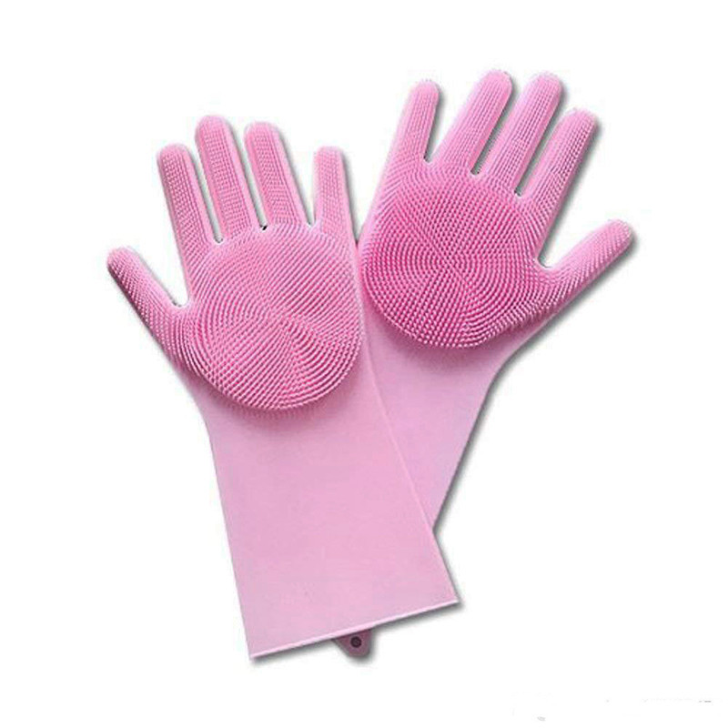 Силиконовые многофункциональные перчатки для мытья и чистки Magic Silicone Glov Розовый PR3 - Зображення 3