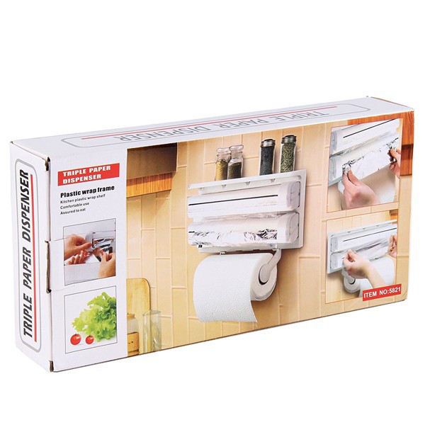 Кухонний підвісний диспенсер Kitchen Roll Triple Paper Dispenser Тримач для плівки, фольги та рушників - Зображення 3