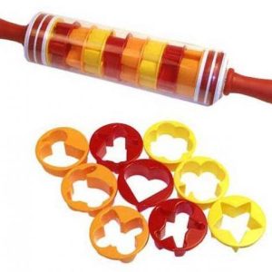 Скалка для теста "Roll and Store Pin" + формочки для печенья 9 шт PR4