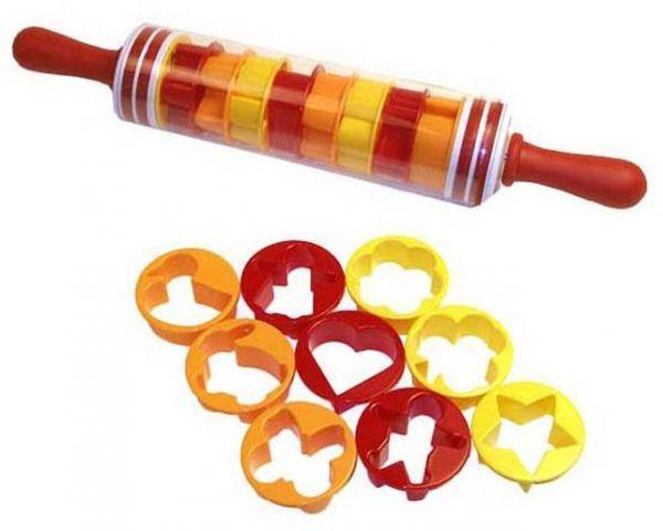 Скалка для теста "Roll and Store Pin" + формочки для печенья 9 шт PR4