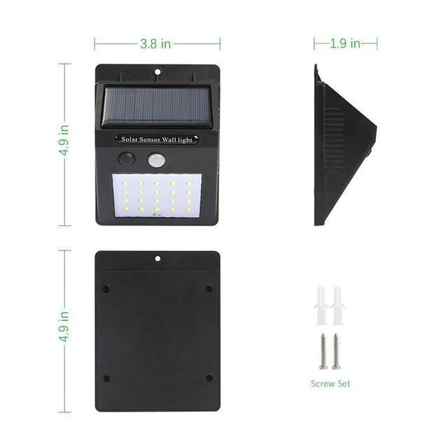 Світильник 20 Solar LED Solar Motion Sensor Light із датчиком руху на сонячних батареях - Зображення 3