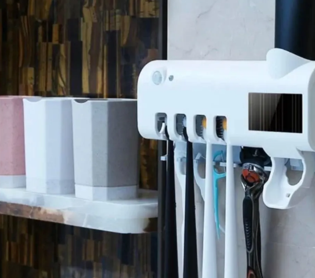 Автоматичний дозатор - диспенсер зубної пасти Toothbrush sterilizer / УФ-стерилізатор / Тримач зубних щіток / Органайзер для ванної W-020 - Зображення 3